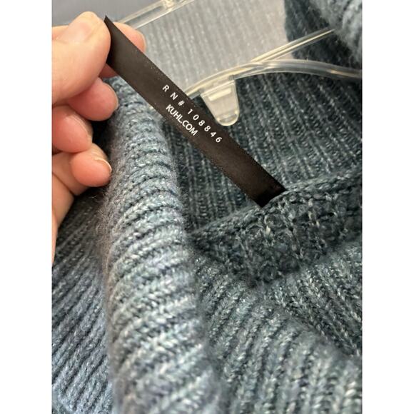 Kuhl Sienna Sweater M Blue Cowl Neck Long Sleeve Waffle Knit Pullover - Picture 6 of 9